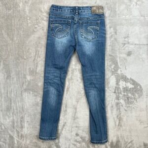 Silver Jeans Co Girls AMY Skinny Jeans Distressed‎ Blue Denim Ripped Size XX